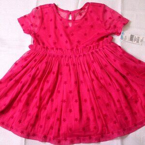 Toughskins Girls size 18 Months Dress Pink Fuchsia Star Pullover New 18M
